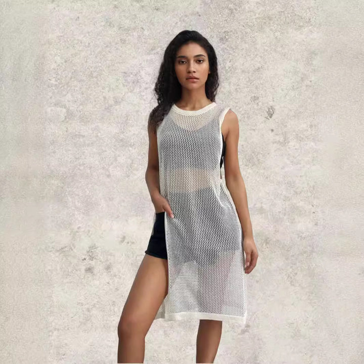 Net dress for women with side slits and relaxed fit Lune London