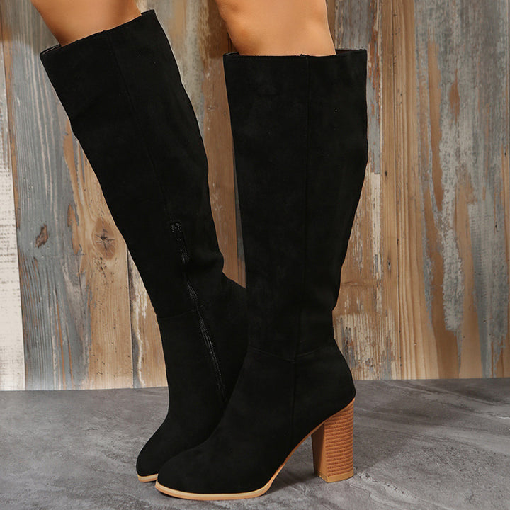 Fashion over-the-knee boots for women with an elegant block heel and a non-slip sole Lune London
