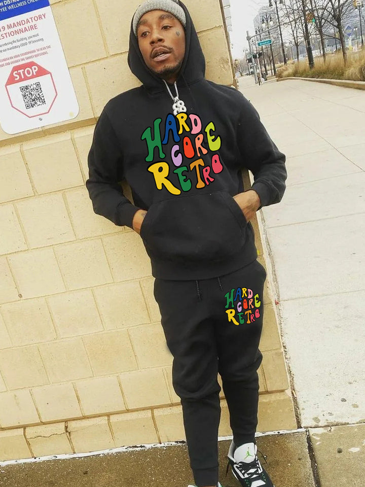Women’s sporty hoodie and jogger pants set with an eye-catching retro design Lune London