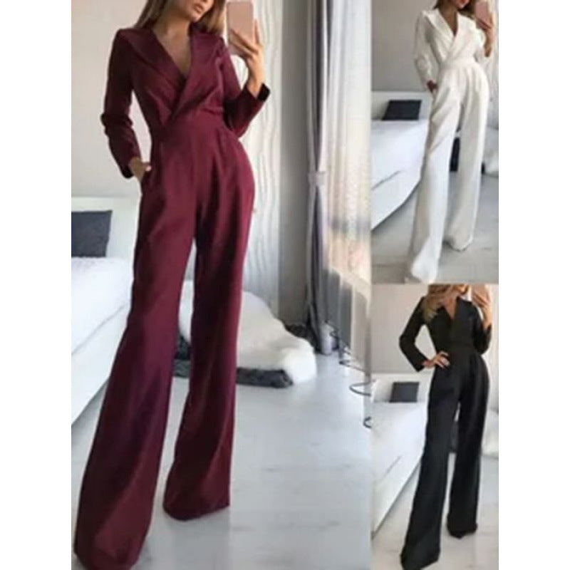 Elegant jumpsuit for women with long legs and classic collar Lune London