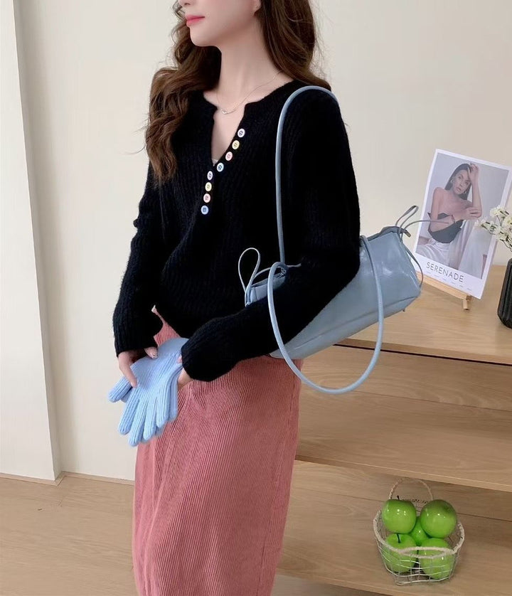 Pull Femme Cozy avec patte de boutonnage et col rond