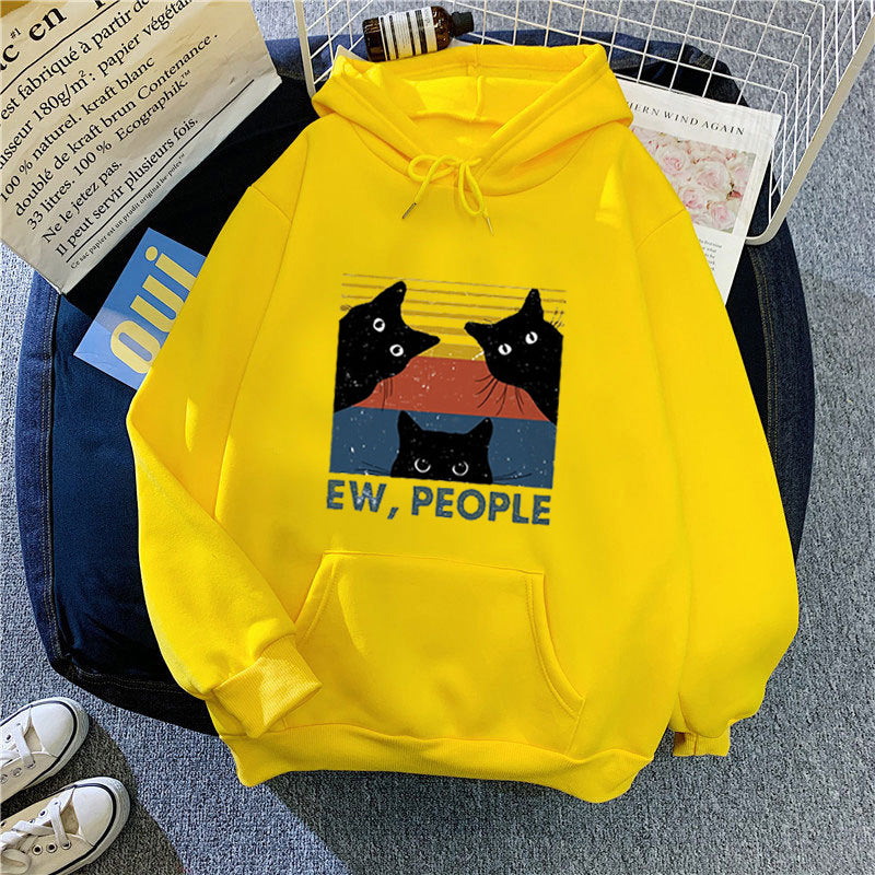 Women’s hoodie with stylish cat motif and inspiring lettering Chic & Stil