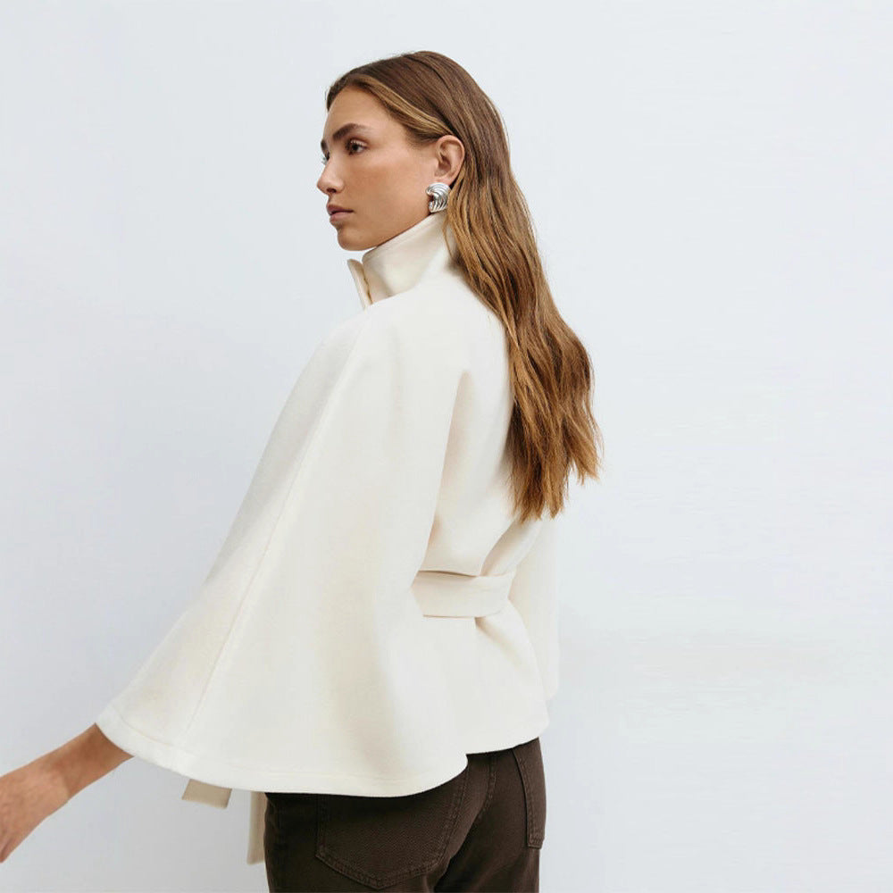 Women’s wrap coat with high collar and belt Lune London