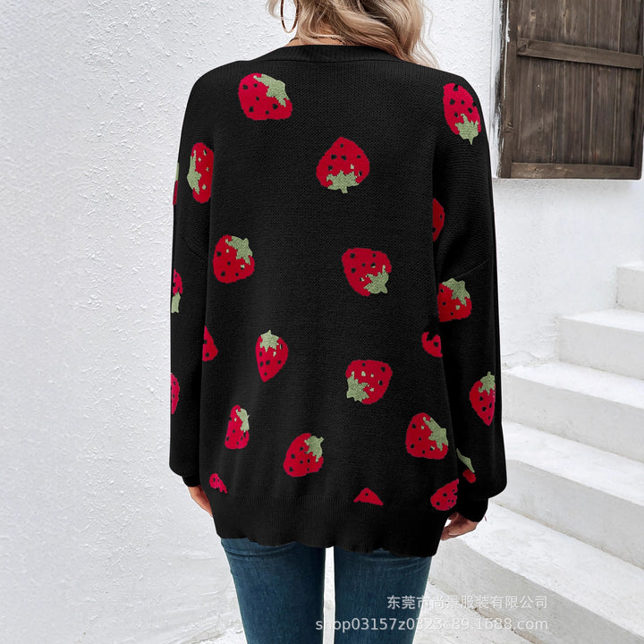 Cardigan pour femmes avec motif fraise Chic & Stil