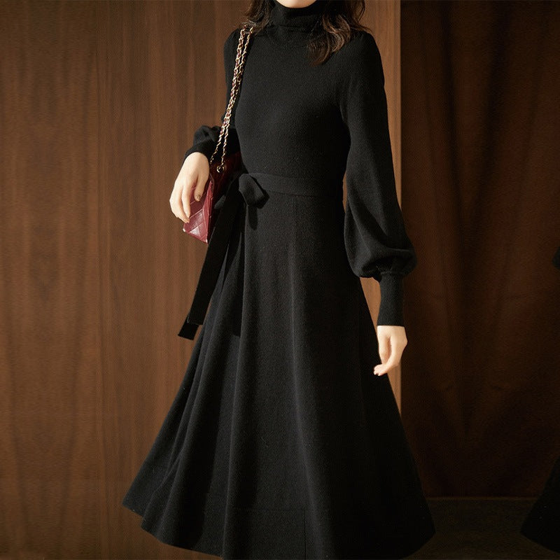 Robe en tricot pour femmes avec col haut et ceinture réglable Chic & Stil