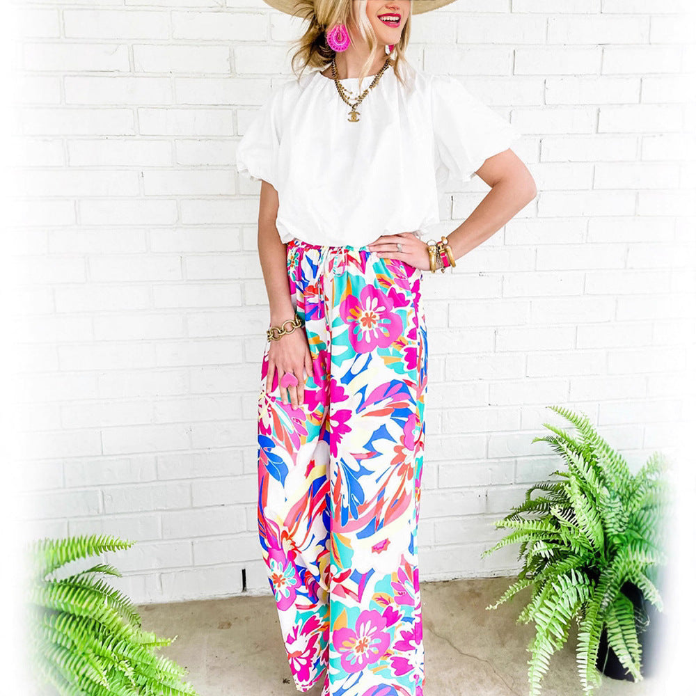 Trendy floral wide pants for women Lune London