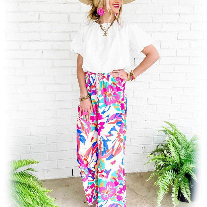 Trendy floral wide pants for women Lune London