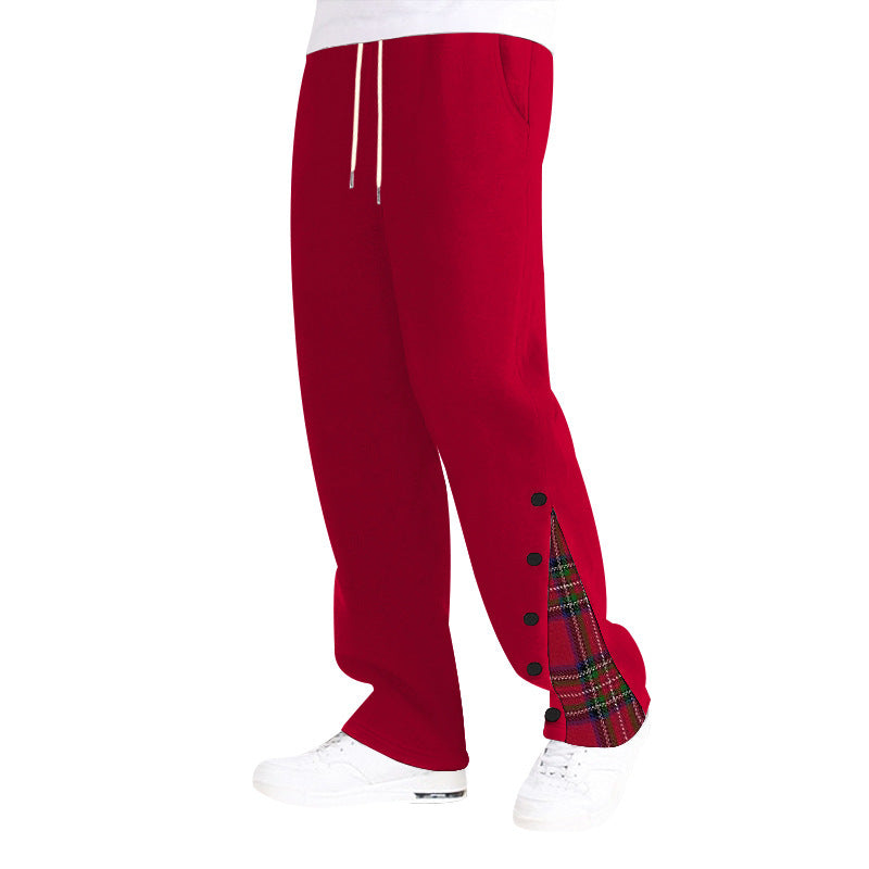 Casual sports pants for men with button details and tartan appliqués Lune London