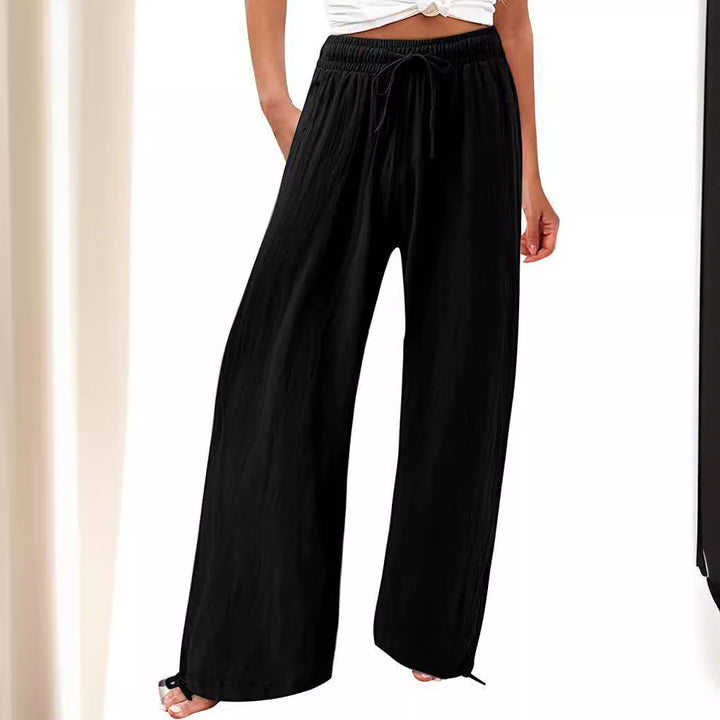 Loose summer pants for women in lightweight material with adjustable waist Lune London