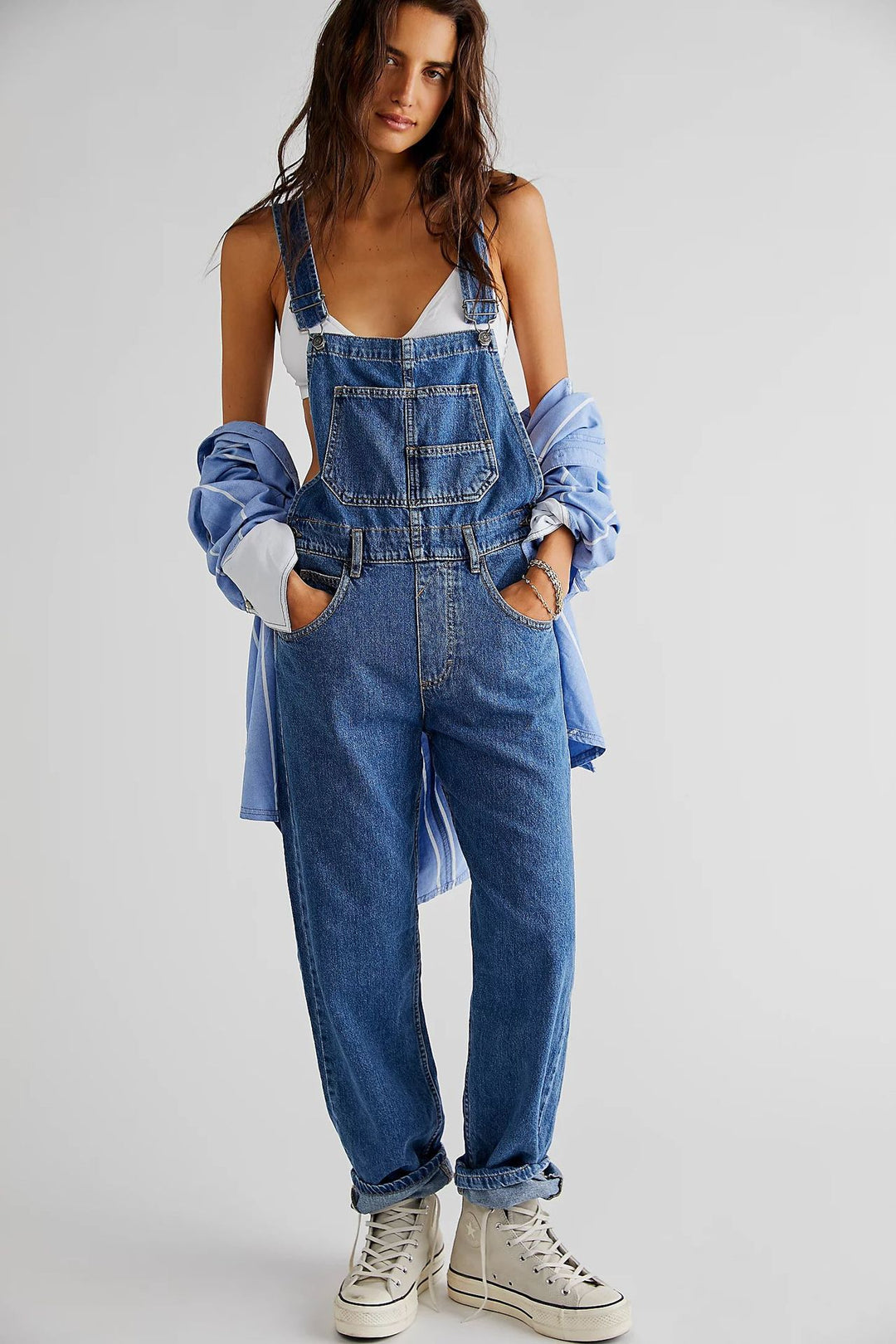 Women’s casual denim overalls with practical pockets and adjustable waistband Lune London