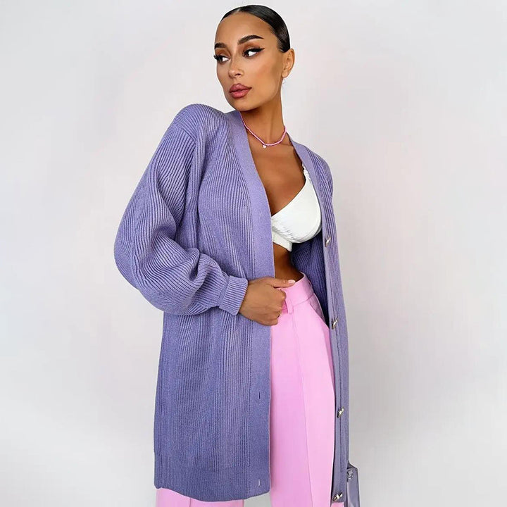 Manteau en tricot pour femmes avec coupe oversize et détails de boutons élégants Chic & Stil
