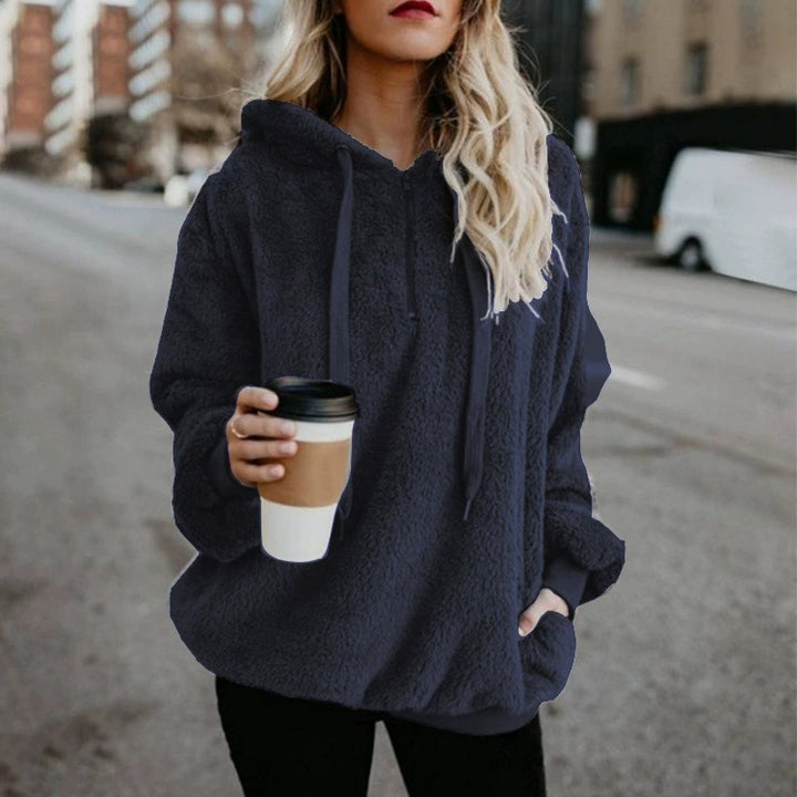 Ladies Oversized Fleece Hoodie with Comfortable Pockets and Drawstring Lune London