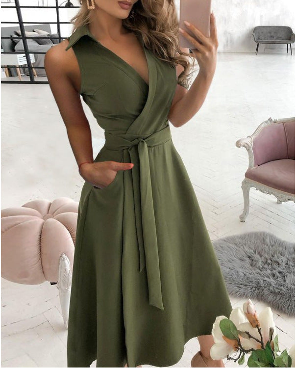 Wrap dress for women with elegant V neckline and belt at the waist Lune London