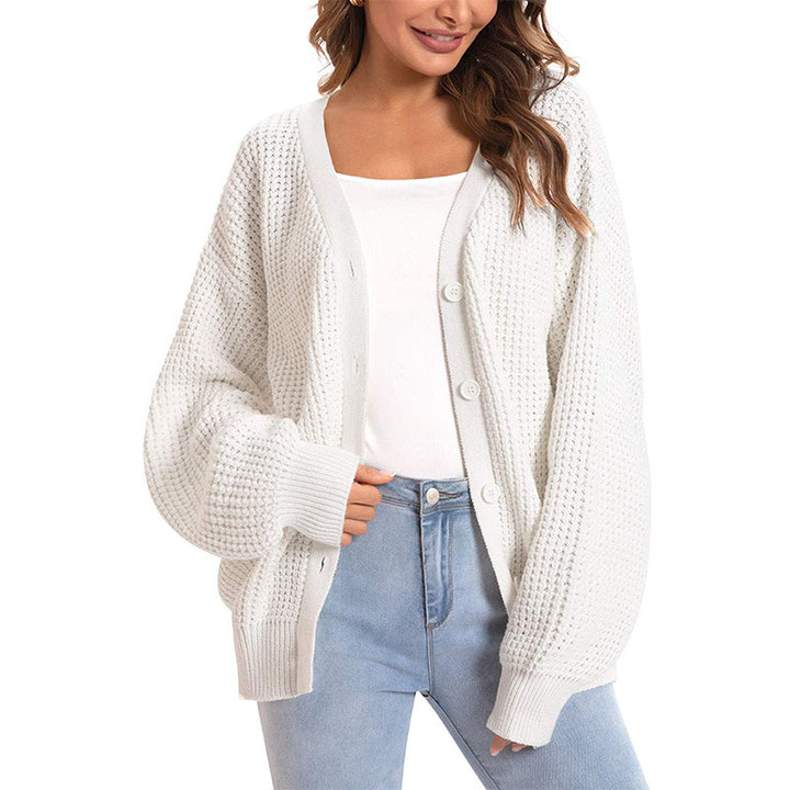 Ladies chunky knit cardigan with drop sleeves Lune London