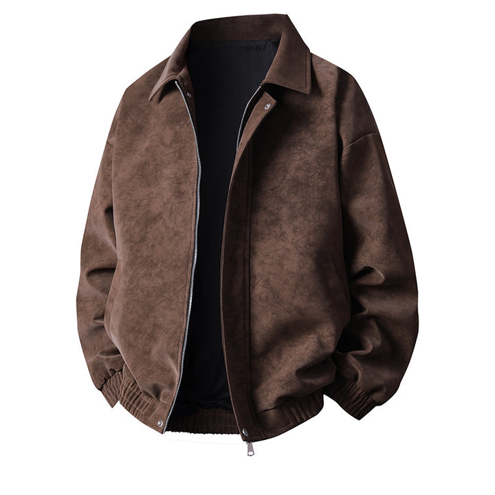 Synthetic leather bomber jacket for men with a relaxed fit and practical pockets Lune London