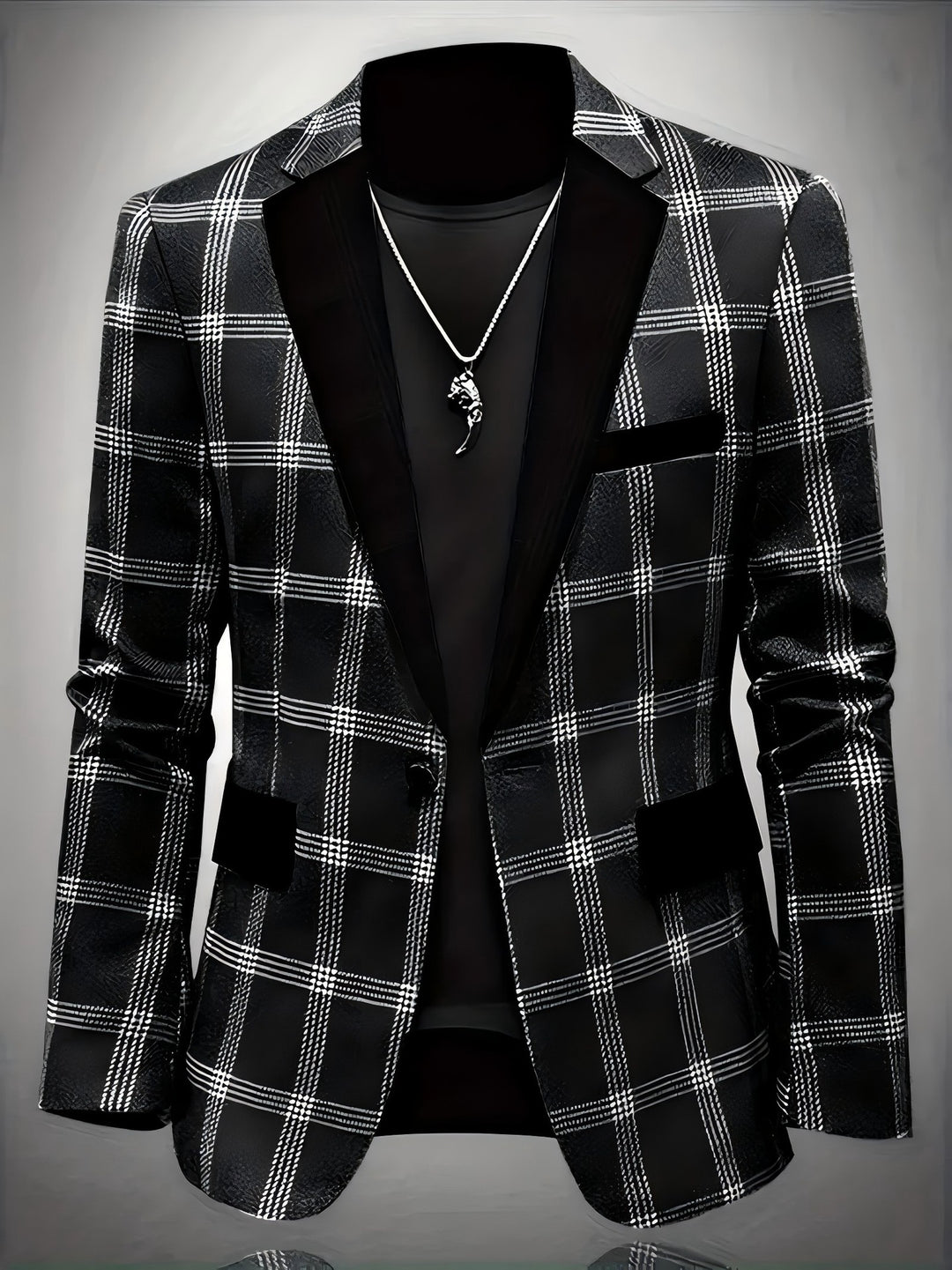 Men's elegant plaid blazer with velvet lapels Lune London