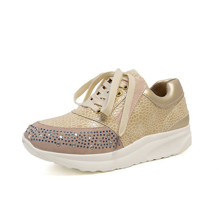 Women's sneakers with sparkling rhinestones and a stylish metallic surface Lune London