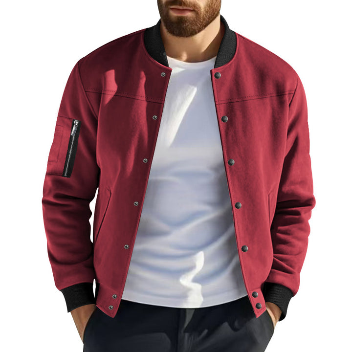 Trendy university jacket for men with practical zippered pockets and elastic cuffs Lune London