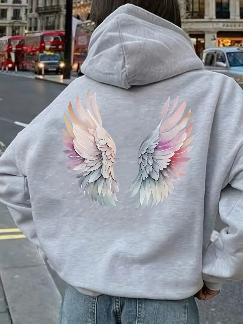 Women's hoodie sweatshirt with imaginative wing motif Chic & Stil