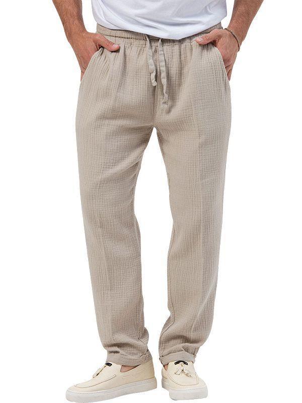 Casual linen pants for men with elastic waistband and practical side pockets Lune London