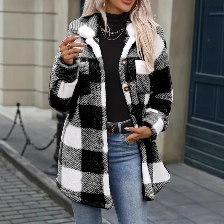 Oversized plaid fleece jacket for women Lune London
