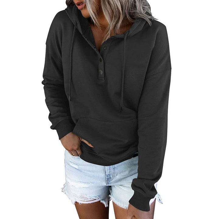 Hooded sweatshirt for women with button details and practical kangaroo pocket Lune London