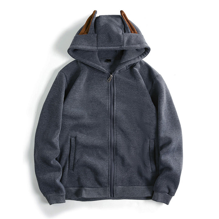 Hooded jacket for women with creative ear details and a practical zipper Lune London