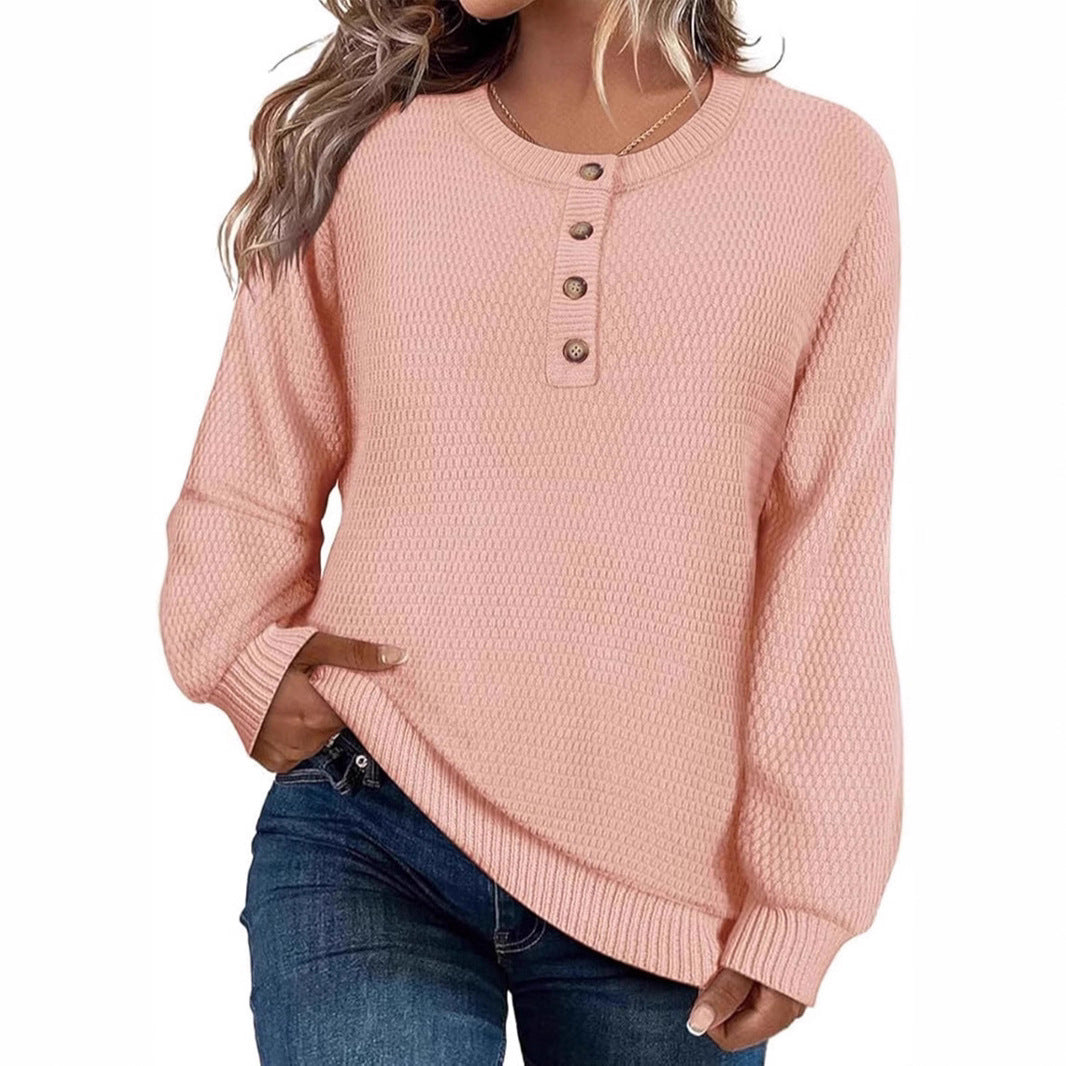 Casual shirt sweater for women with button placket and textured pattern Lune London
