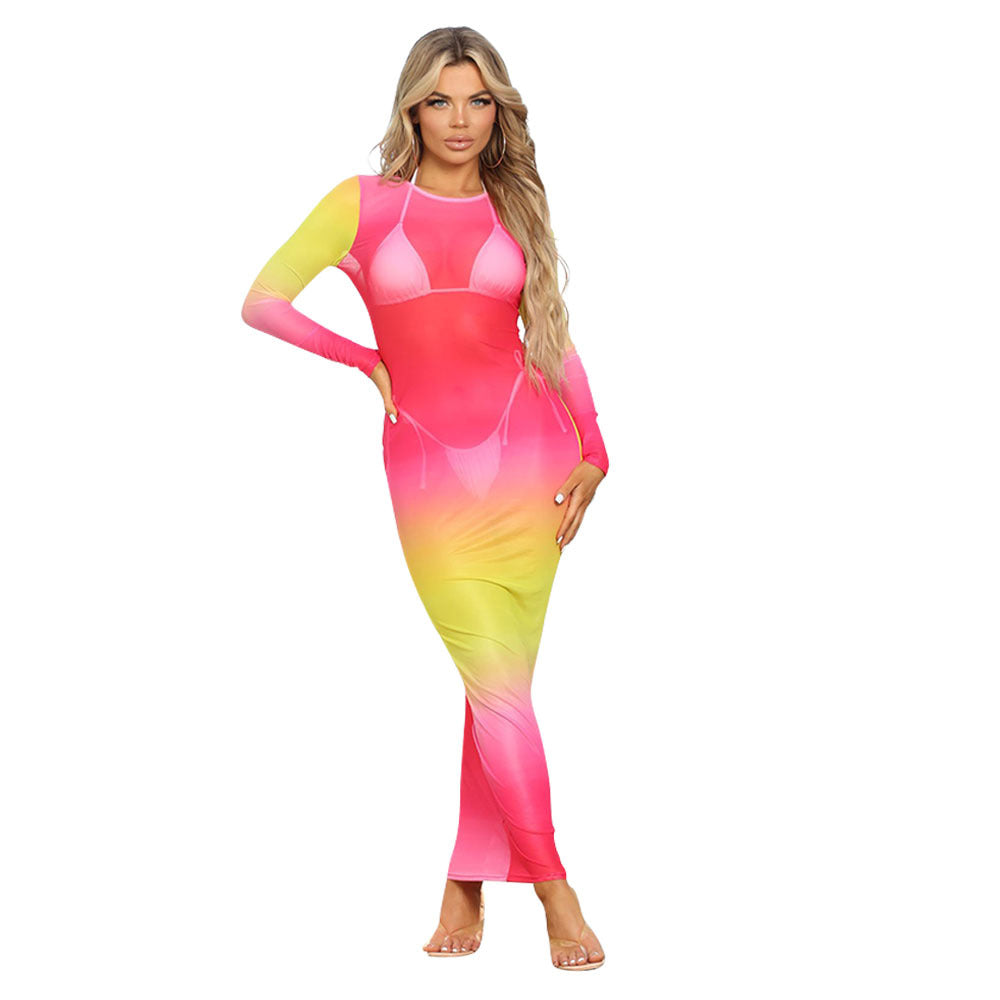 Ladies Transparent Long Sleeve Cover-Up Dress Lune London