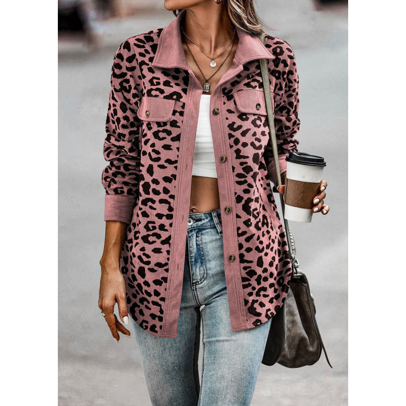 Long sleeve shirt for women with animal print and patch pockets Lune London