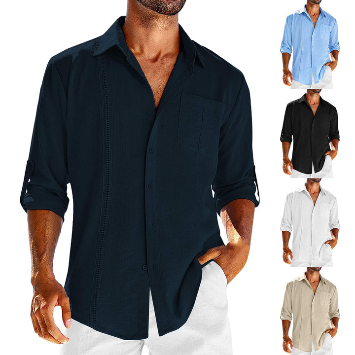 Casual long sleeve shirt for men with decorative button placket and chest pocket Lune London