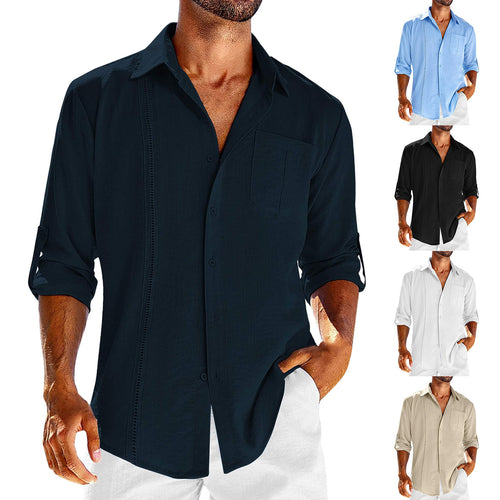 Casual long sleeve shirt for men with decorative button placket and chest pocket Lune London