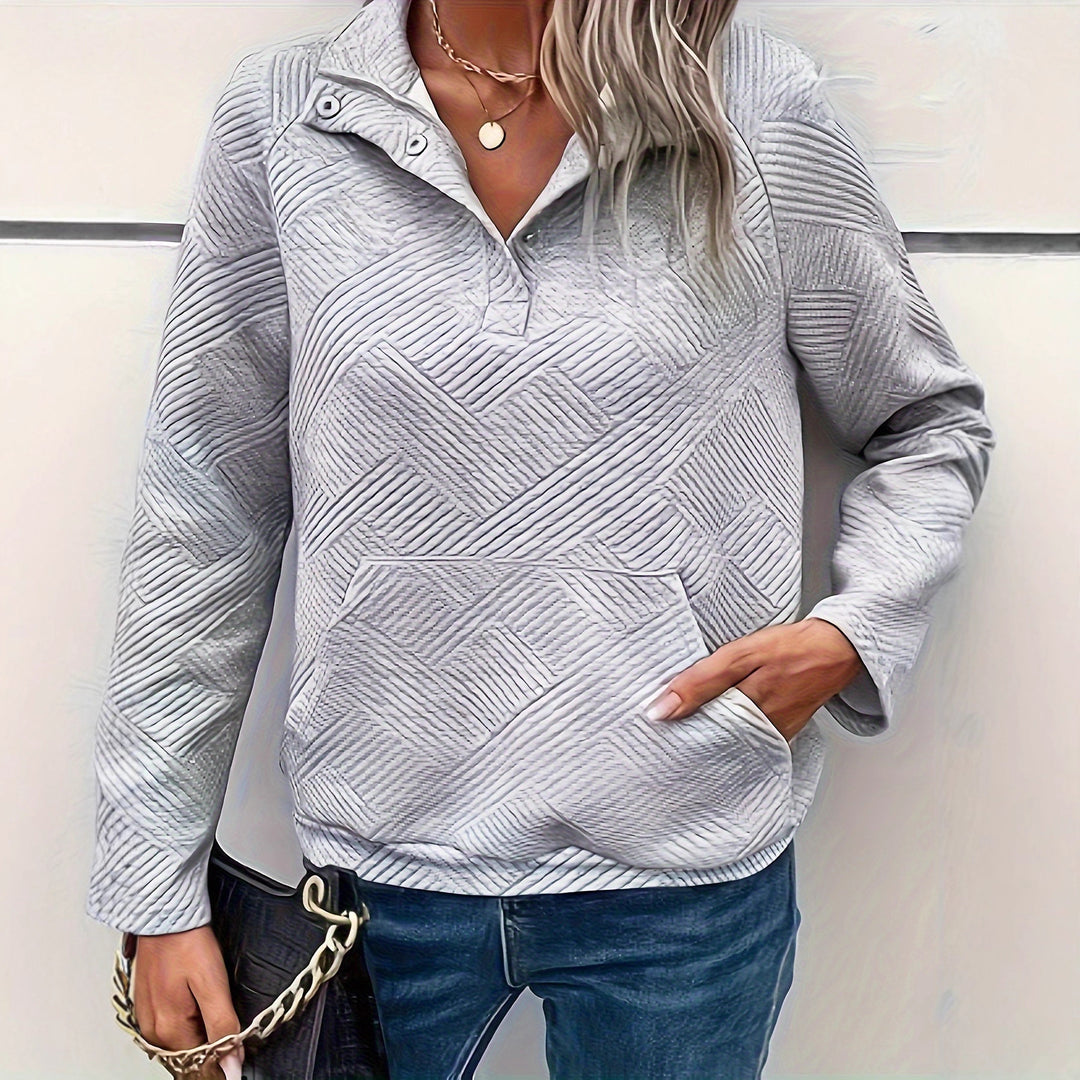 Sweatshirt matelassé pour femmes avec fermeture éclair complète et poches pratiques Chic & Stil