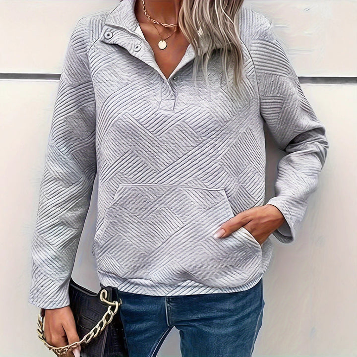 Sweatshirt matelassé pour femmes avec fermeture éclair complète et poches pratiques Chic & Stil