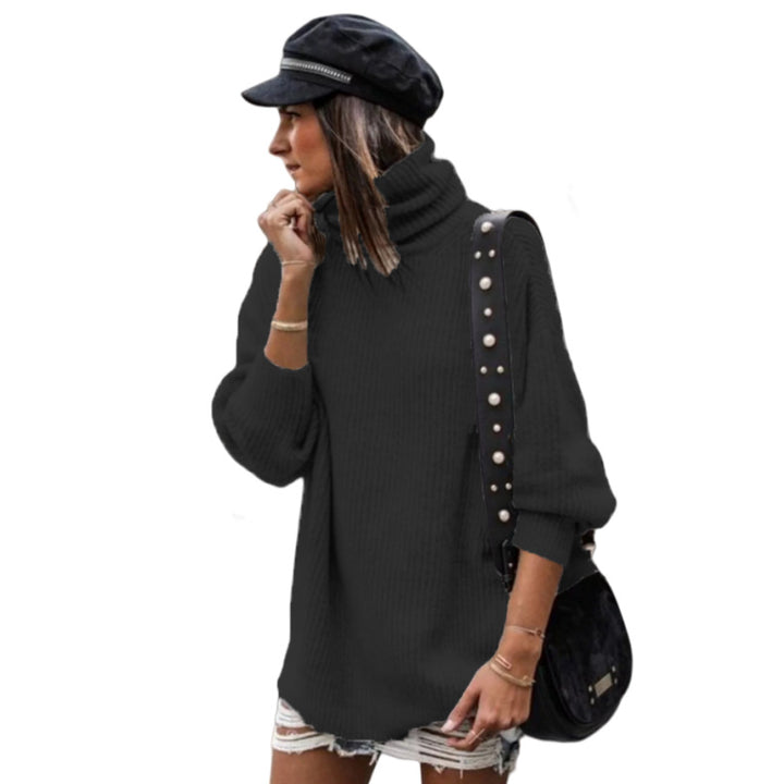 Sweater women with high collar and large knit pattern Lune London