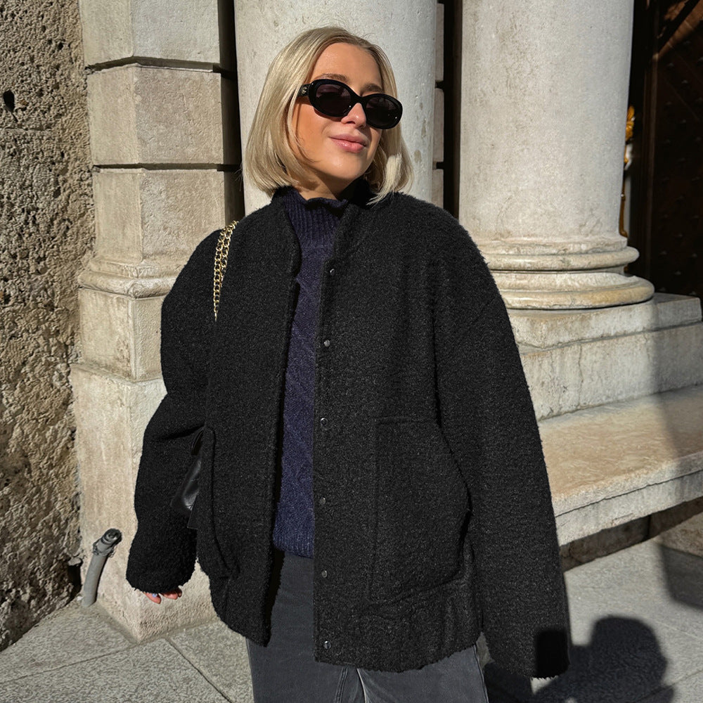 Veste en polaire surdimensionnée pour femmes avec fermeture à boutons Chic & Stil