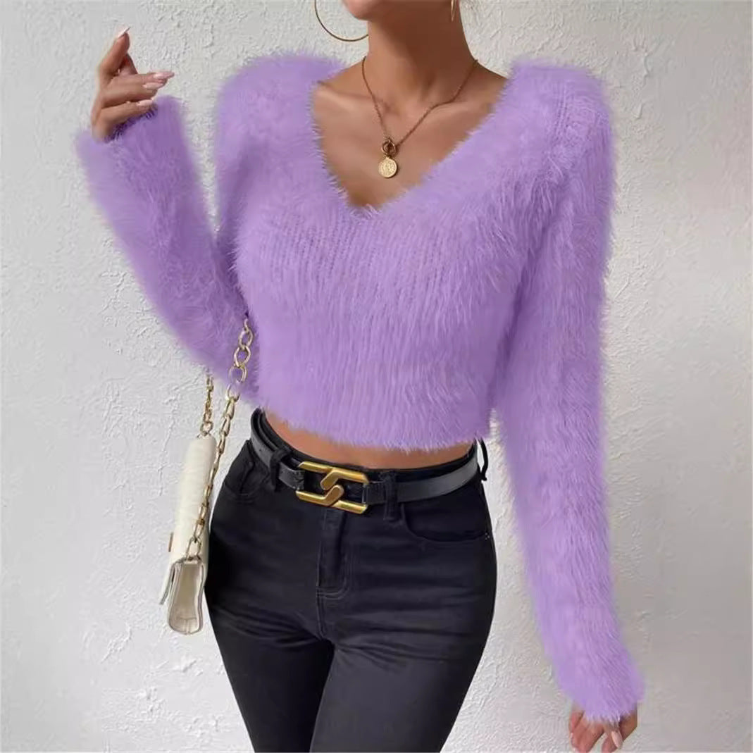 Ladies soft and stylish sweater with a plunging V-neckline and long sleeves Lune London