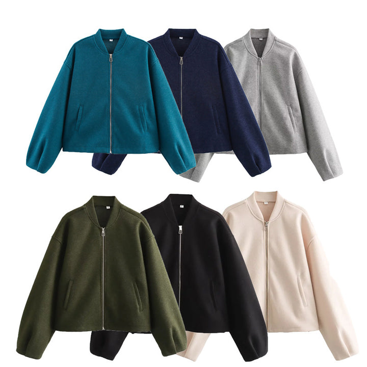 Fleece jacket for women with modern high collar and practical pockets Lune London