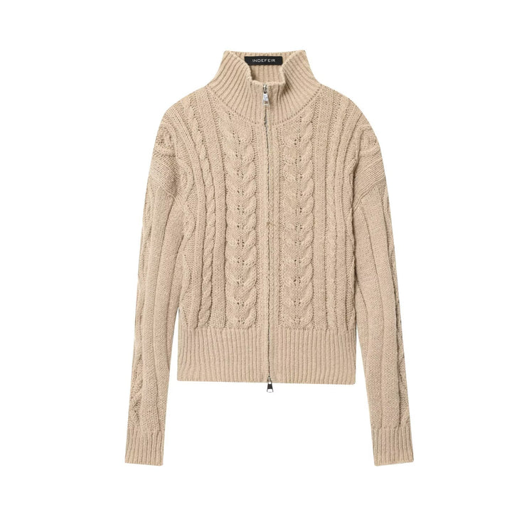 Women's cardigan with high collar and premium zipper Lune London