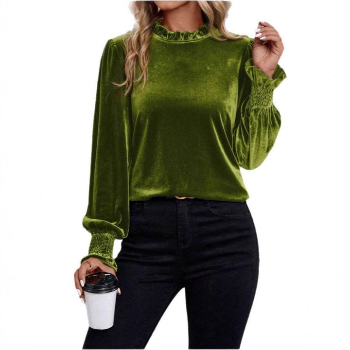 Dames Élégant et Ludique Plissé Velours Top Chic & Stil