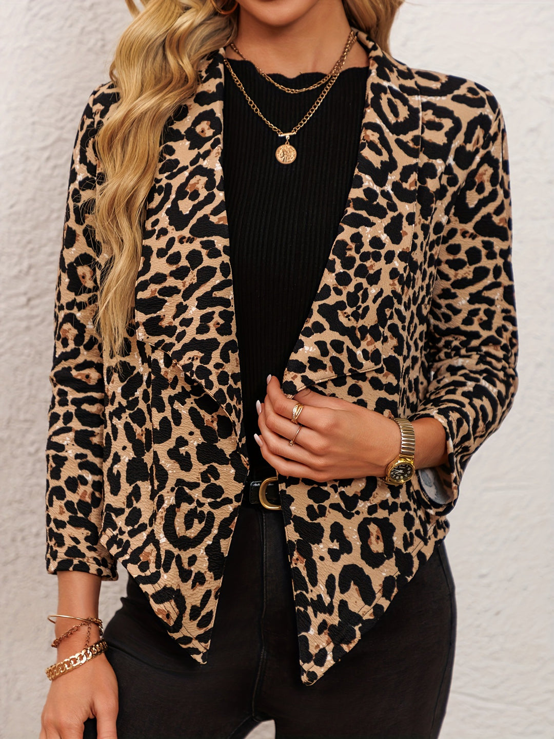 Lune London trendy women's animal print blazer