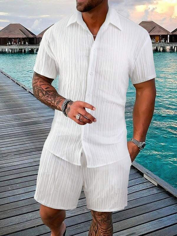Short sleeve striped shirt for men Set Lune London