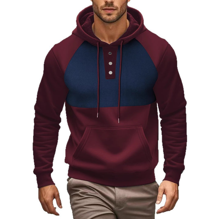 Men's stylish hoodie with contrasting color zone and practical button details Lune London