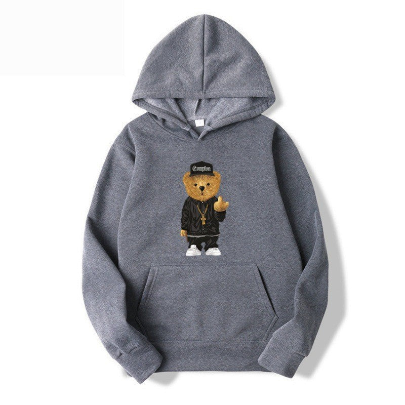 Women’s hoodie with artistic bear design and kangaroo pocket Chic & Stil