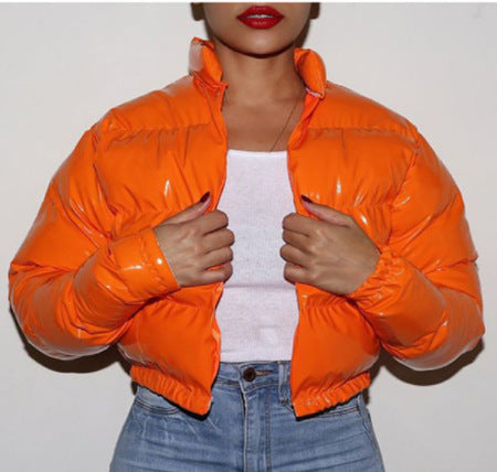 Women's Fashionable Short Quilted Jacket with Shiny Finish Lune London