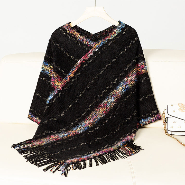 Elegant oversized sweater for women with fringe hem and unique pattern Lune London