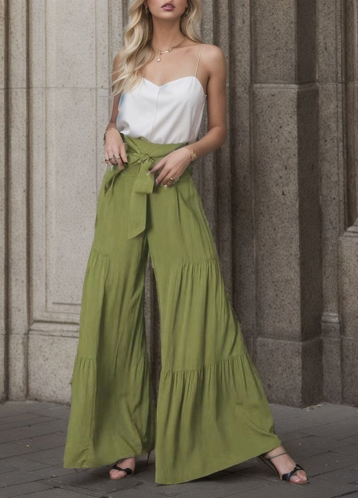 Wide Palazzo pants for women with high waist and belt at the waist Lune London