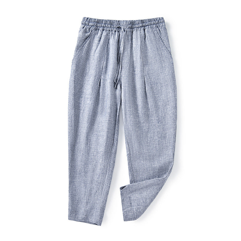 Casual linen pants for women with an elastic waist and practical side pockets Lune London