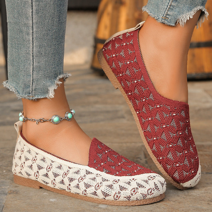 Ladies Slip-On Breathable Shoes with Fashionable Knit Design Lune London
