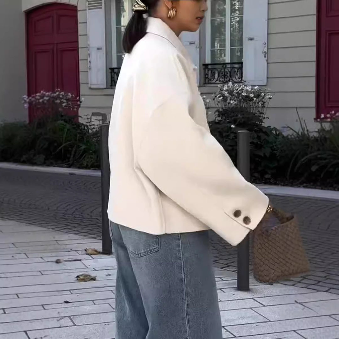 Oversized wool jacket for women with button details and loose fit Lune London